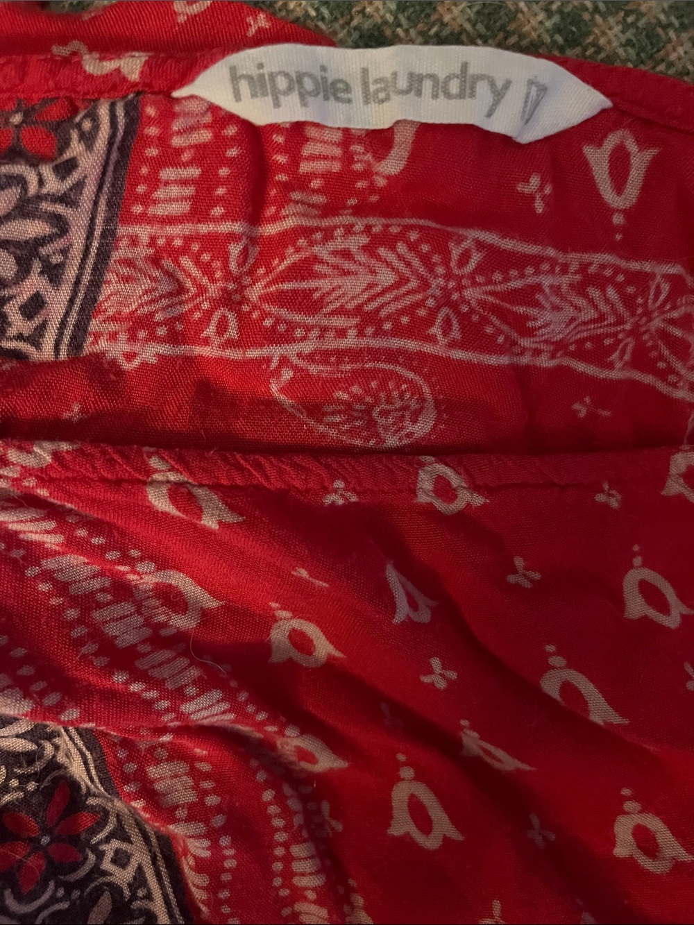 hippie laundry Red and Cream Printed Tank Top